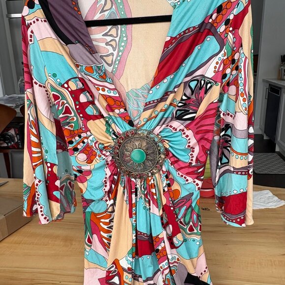 SKY Brand Vintage Top with Medallion Silk Knit Size Medium - Picture 7 of 11